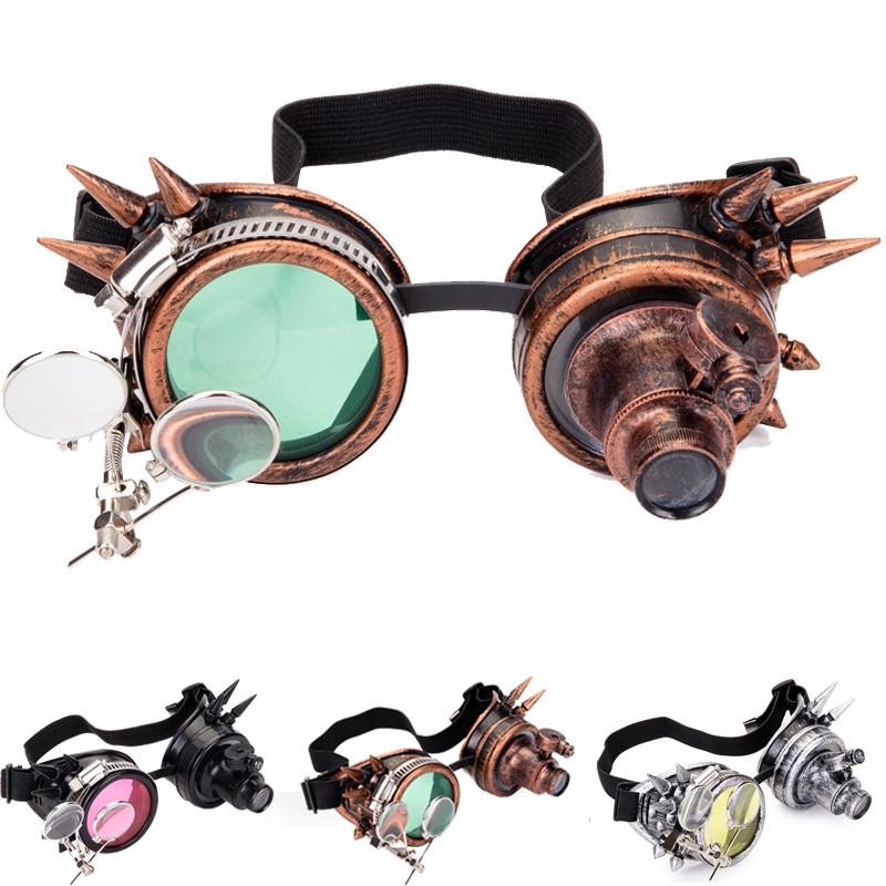 Đinh Tán Kính Nam Nữ Phong Cách Khoa Học Viễn Tưởng Vintage Tròn Kính Chống Nắng Gothic Kính Vintage Retro Punk Kính Mát