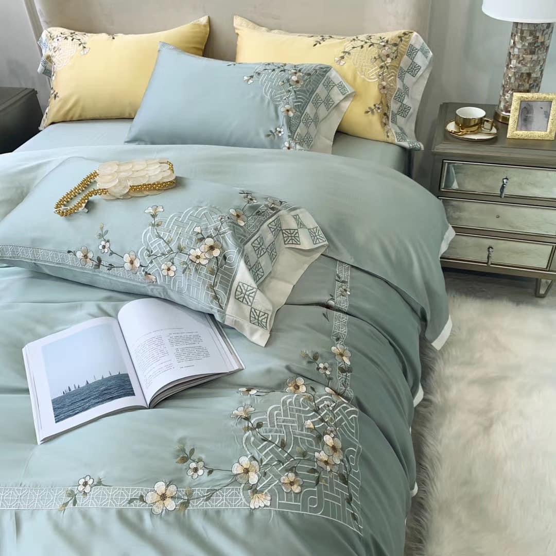 Bộ Chăn Ga Gối Đệm 5 Món Chăn Phao Lụa Tencel Thái Hin Home Bedding Drap Giường Lụa