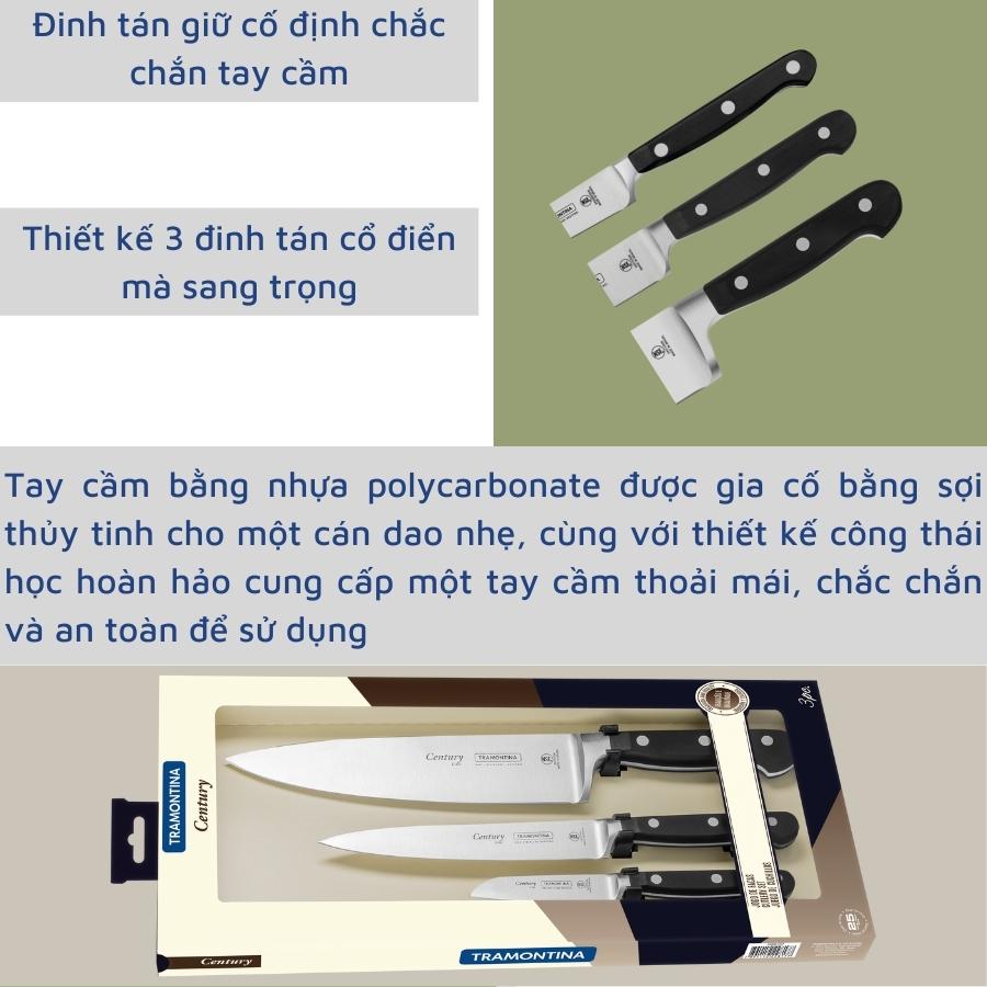 Bộ Dao Thái Tramontina Lưỡi Thép Không Gỉ Dày Dặn Tay Cầm An Toàn Chắc Chắn Bền Đẹp Sản Xuất Tại Brazil