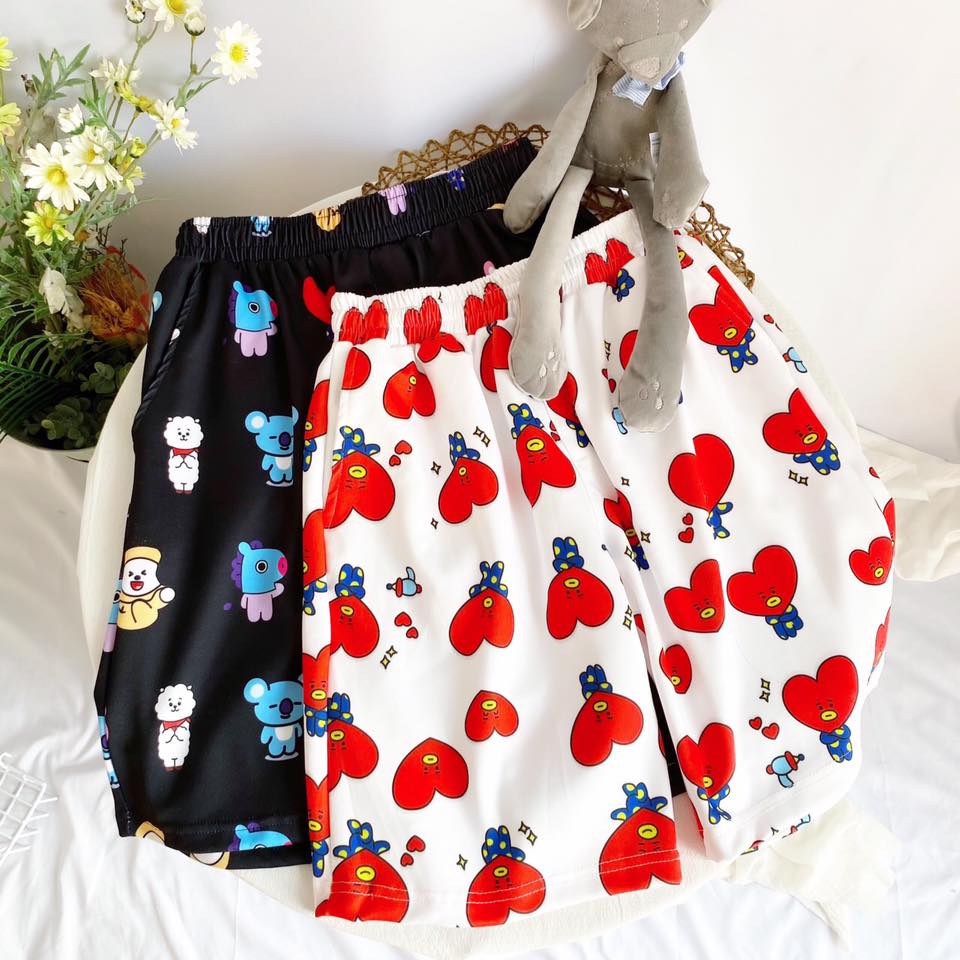 Quần Short Cartoon Unisex Trái Tím - Quần Đùi Hoạt Hình Siêu Cute - MM