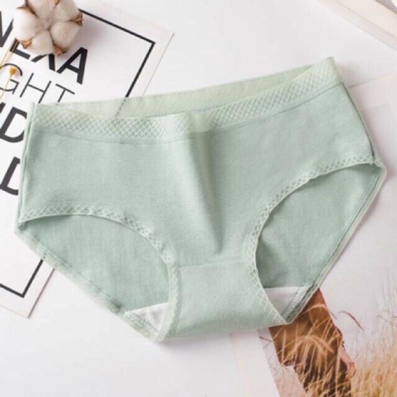 Quần Lót Nữ Cotton Y Tế Phối Cạp Ren Lưới, Diệt Khuẩn combo 10