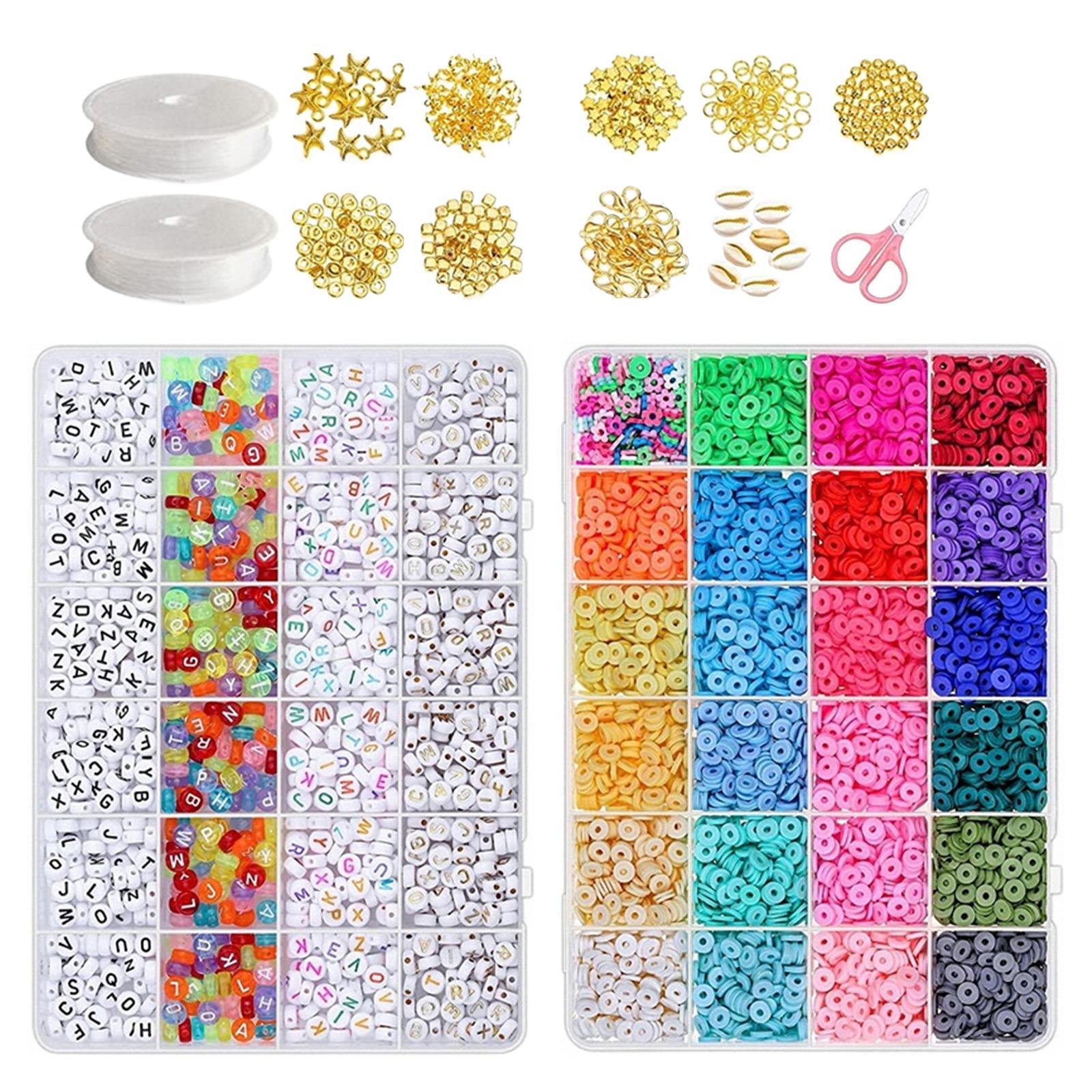 Polymer Clay Beads Set DIY Craft Decoration Handicrafts with Lobster Claw Clasps Disc/Flat Round Beads Beading for Loose Beads Bracelet