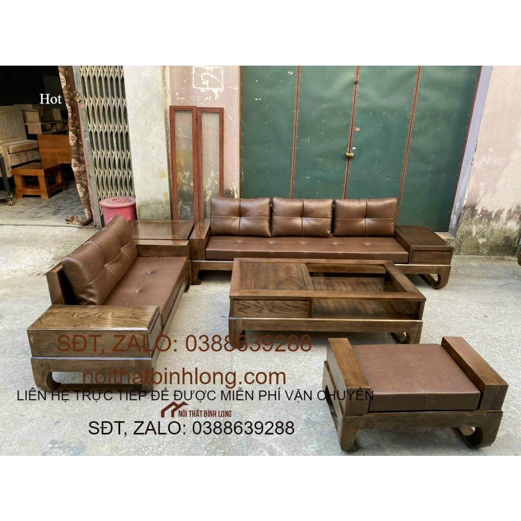 Bộ sofa gỗ sồi nga ( cả đệm) - Đồ Gỗ Bình Long 0388639288