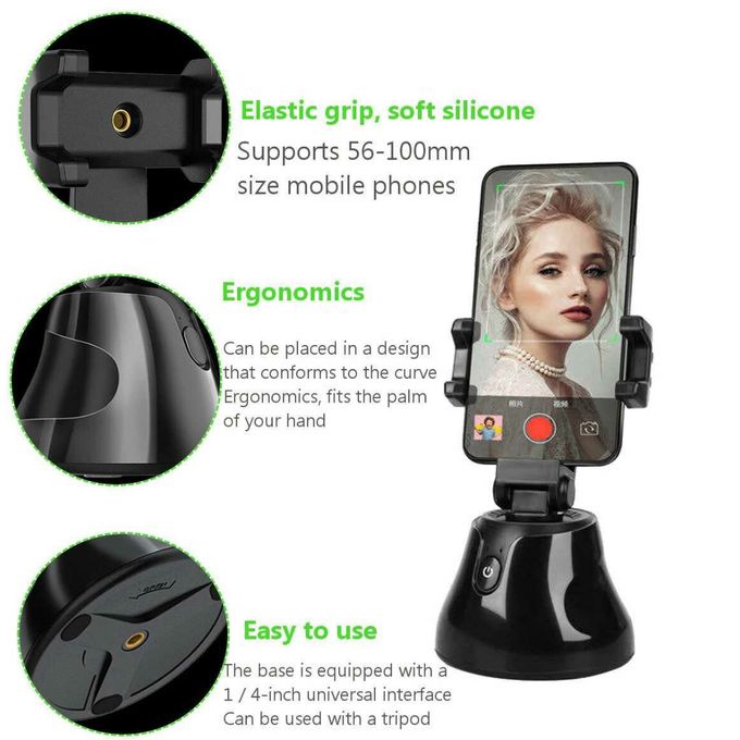 Gimbal AI kiêm giá đỡ điện thoại cảm biến thông minh quay phim chụp hình xoay 360 độ nhận diện khuôn mặt - Auto Smart Following cameraman  ( Giao màu ngẫu nhiên)
