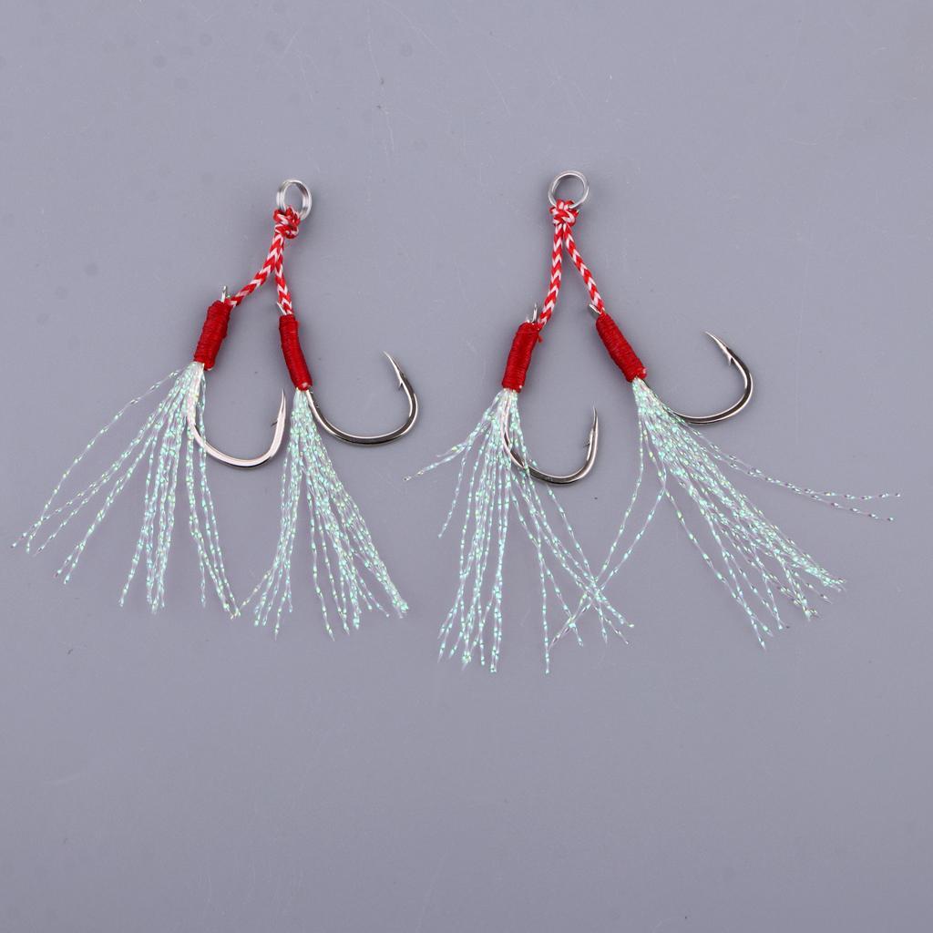 2pcs Stainless Steel Assist Hooks Sea Fishing Jigging Barbed Hooks 11