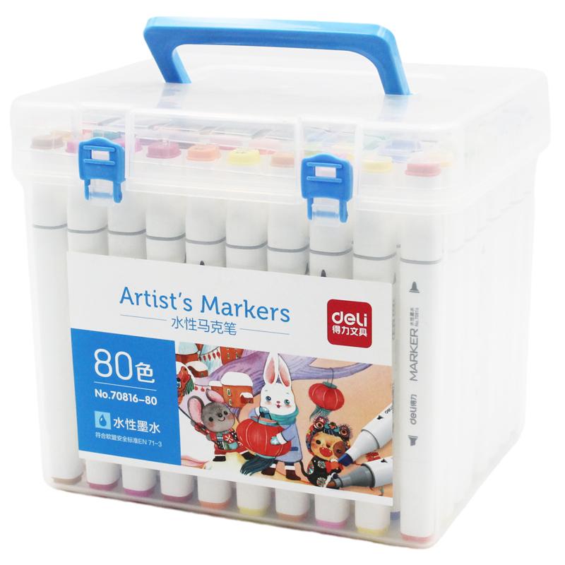 Hộp 80 Bút Lông Màu 2 Đầu Artist Marker - Deli 70816-80