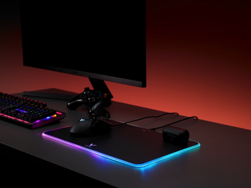 Bàn di chuột Gaming Rapoo V10RGB Wireless Charger có đèn led RGB kiêm sạc không dây - Hàng chính hãng