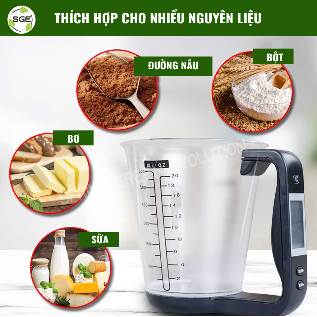 Cốc Đong Điện Tử Model DMC - Dụng Cụ Tiện Lợi Khi Nấu Ăn, Làm Bánh, Sử Dụng Đơn Giản. Nhập Khẩu Chính Hãng Thái Lan
