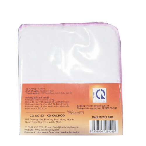 Khăn sữa 4 lớp đại KACHOOBABY - 5 cái mềm mại, thấm hút tốt, dùng để tắm bé, quàng cổ, lau mặt, thấm sữa