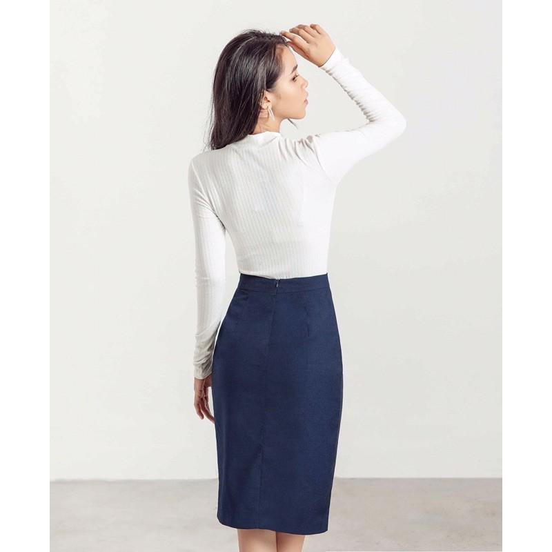 CHÂN VÁY ĐẮP CHÉO LƯNG RỜI HÀNG NÚT