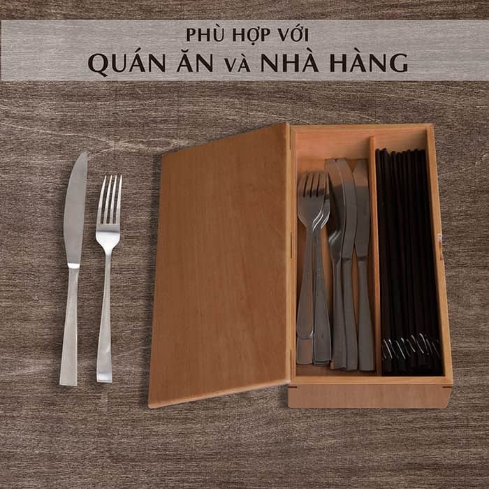 Hộp đựng đũa muỗng có nắp bằng gỗ, hộp đựng đũa thìa có nắp đậy cho nhà hàng quán ăn hay gia đình Nhatvywood NV5310