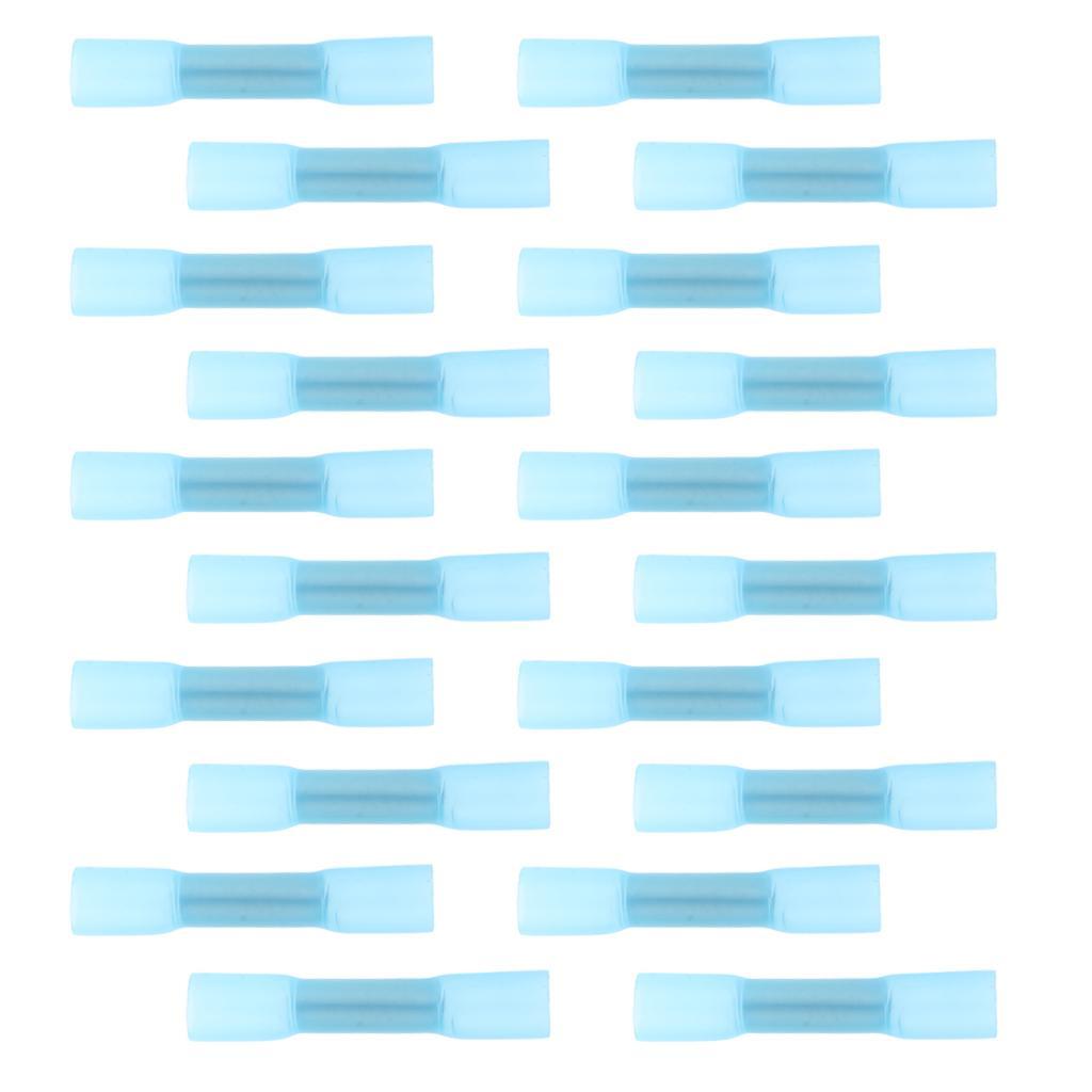 20 Pieces Heat Shrink Butt Crimp Terminals Wire Connectors AWG 16-14 Blue