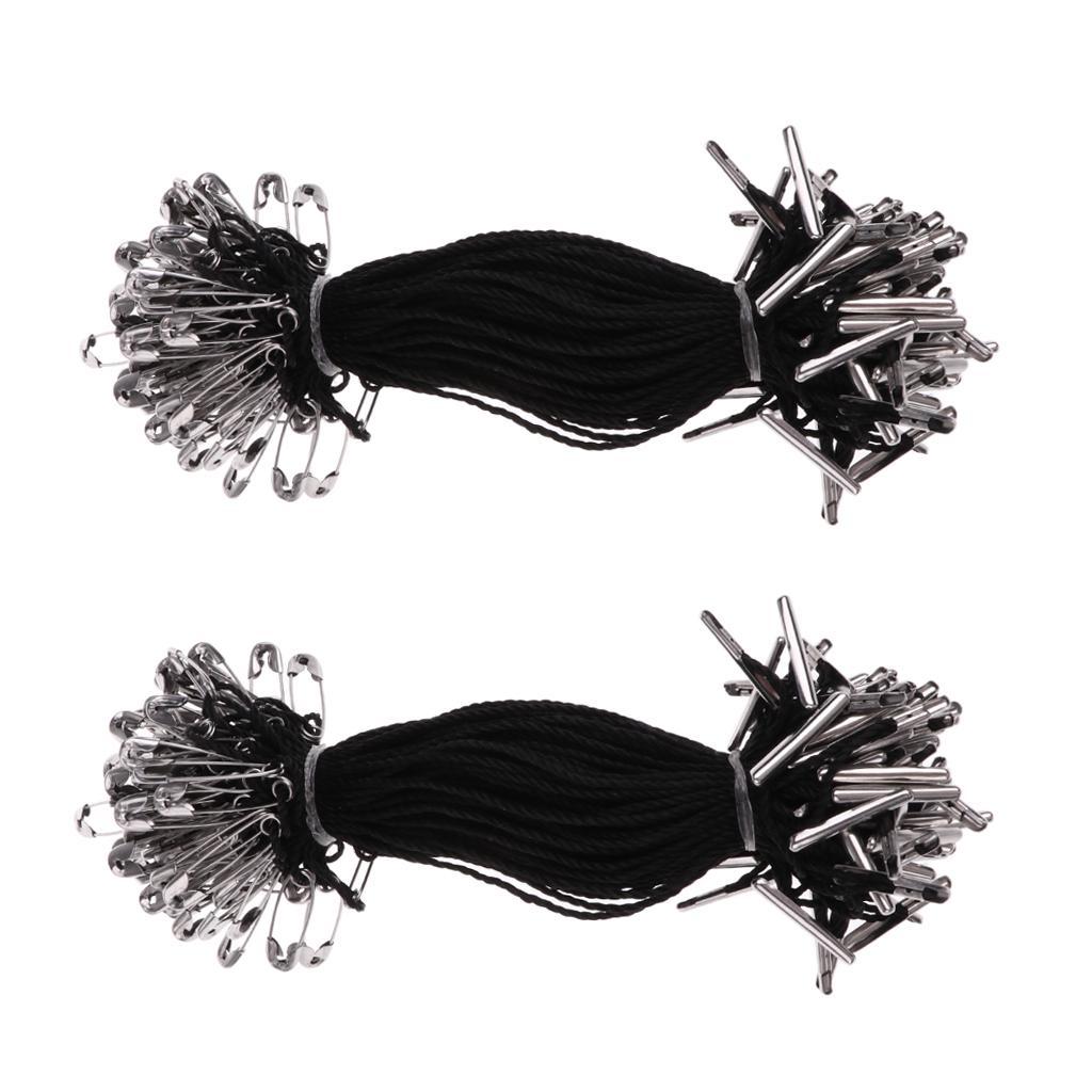 200 Pieces Hang Tag Cotton Fasteners Bullet Pin Tie String 10cm Silver