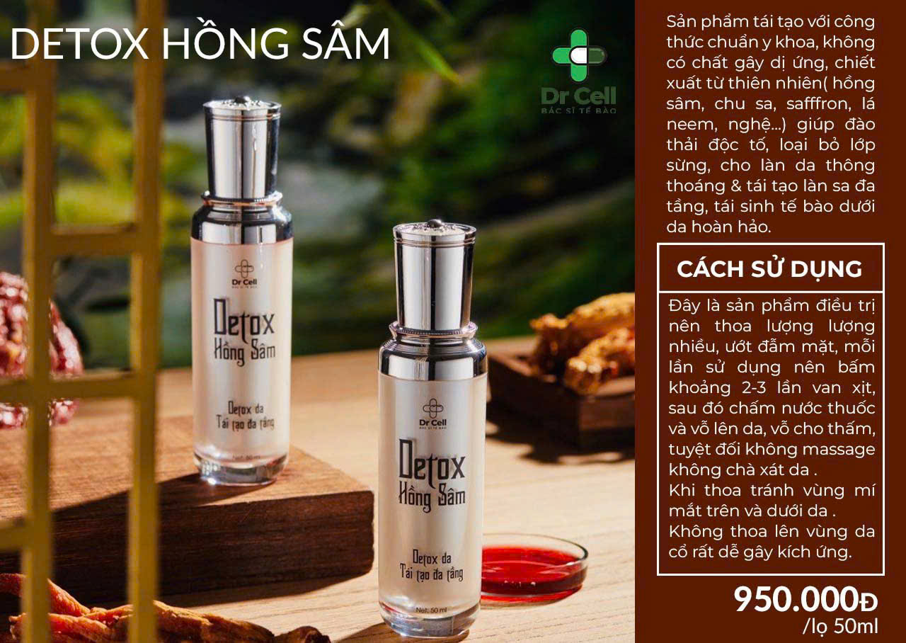 Detox Hồng Sâm Dr Cell 50ml thải độc tố da hỗ trợ giảm mụn hỗ trợ mờ thâm nám - Hàng Chính Hãng