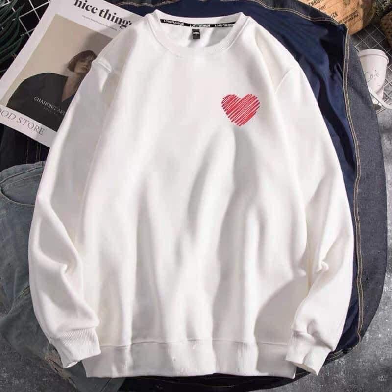 ÁO SWEATER NAM NỮ IN HÌNH TIM CHẤT LIỆU VẢI NỈ BÔNG SIÊU ĐẸP SIZE 35-70KG
