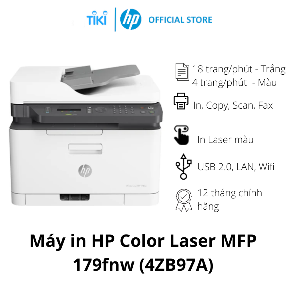 Máy in laser màu đa chức năng HP MFP 179fnw - Hàng chính hãng