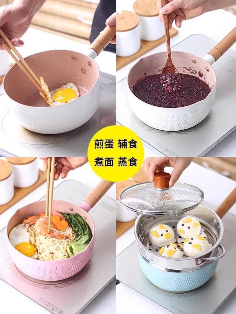 CHẢO ĐÁ HÀN 18CM MÀU SẮC - SẴN 3 MÀU