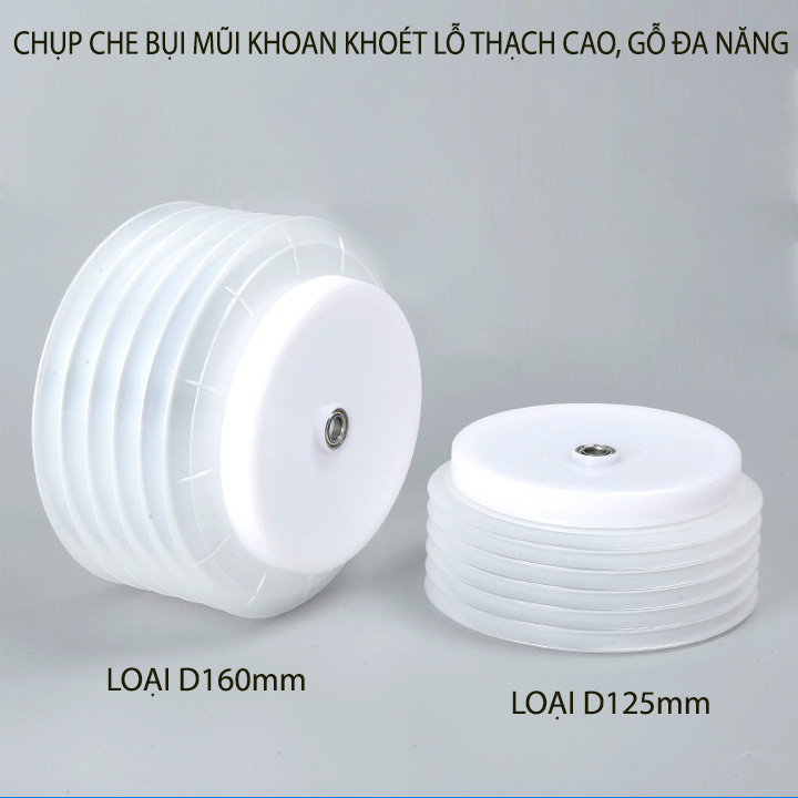 Chụp che chống bụi khoan lỗ trần thạch cao, gỗ để lắp đèn downlight, loại D125-160 tùy chọn