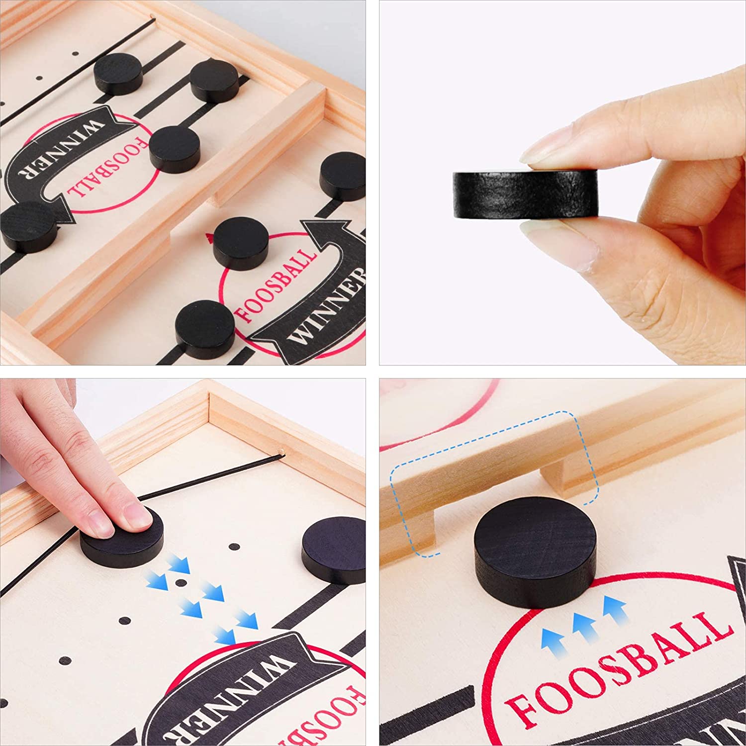 Bộ Bàn Đấu Cờ Búng Bắn Bi Xuyên Lỗ Đối Kháng Chính Hãng Dododios - Chọn Size - Foosball Winner, Sling Puck – Bộ Cờ Ice Hockey Bằng Gỗ Cao Cấp