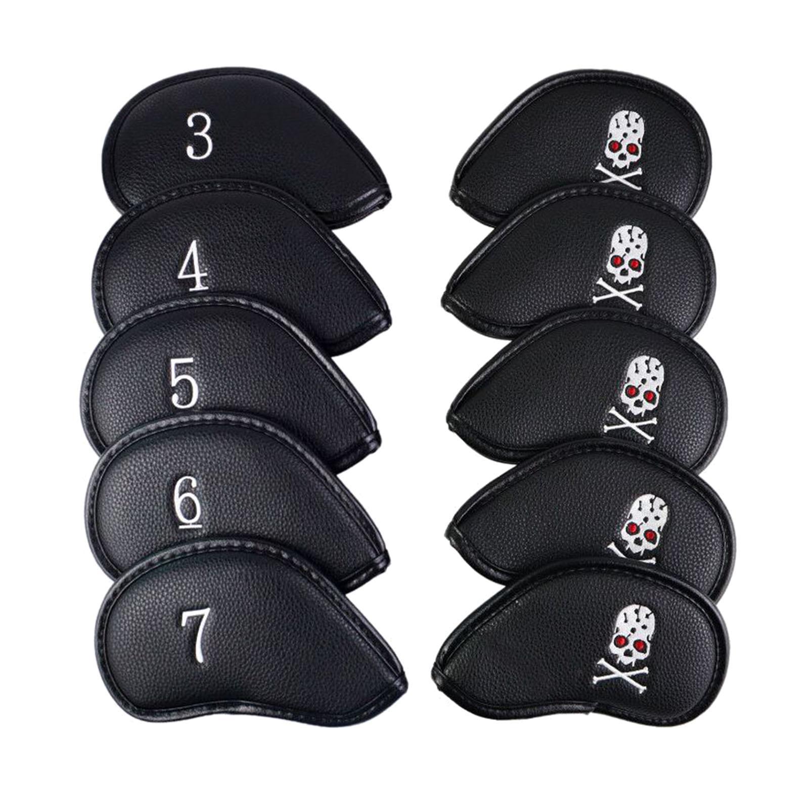 10x Golf Iron Head Covers PU Nylon Golf Club Headcovers Waterproof