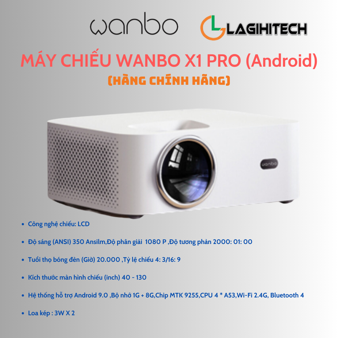 MÁY CHIẾU WANBO X1 Android - Hàng Chính Hãng