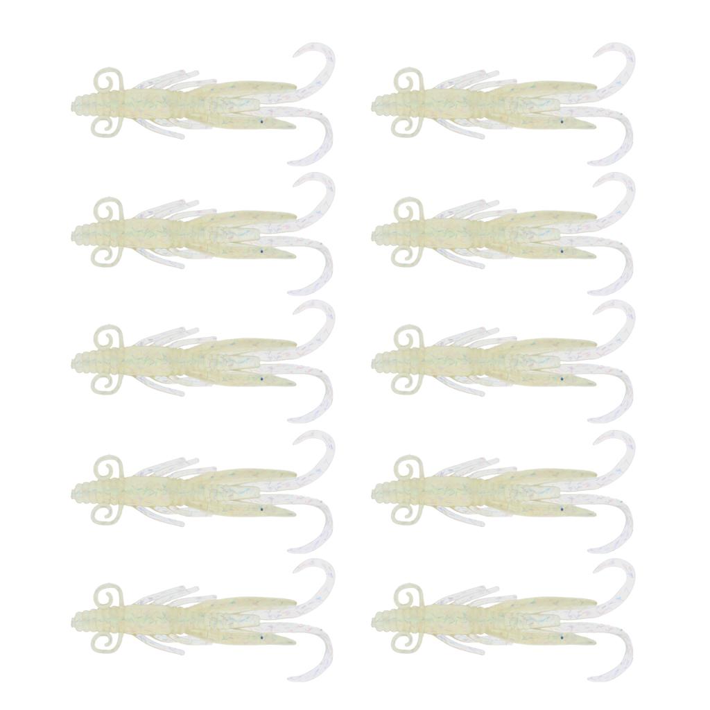 10Pcs Soft Worm Shrimp Fishing Lure Tackle Jig Wobbler Bait Freshwater
