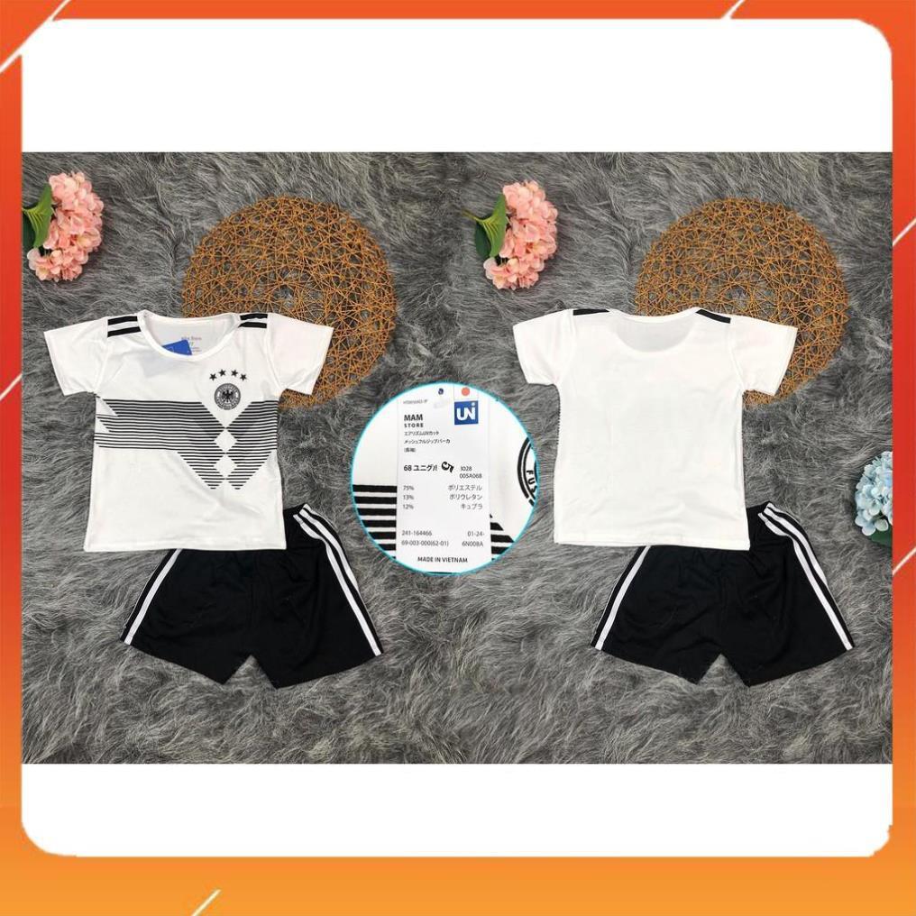 Mila Set bóng đá cộc tay Đức Màu Trắng cho bé Mầm Store Size từ 7 đến 28kg