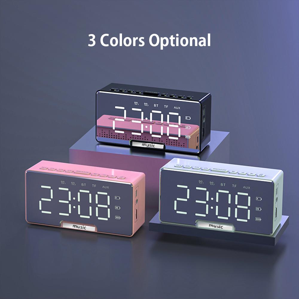 Đồng hồ báo thức mặt gương kỹ thuật số & Loa BT, màn hình LCD Báo động kép