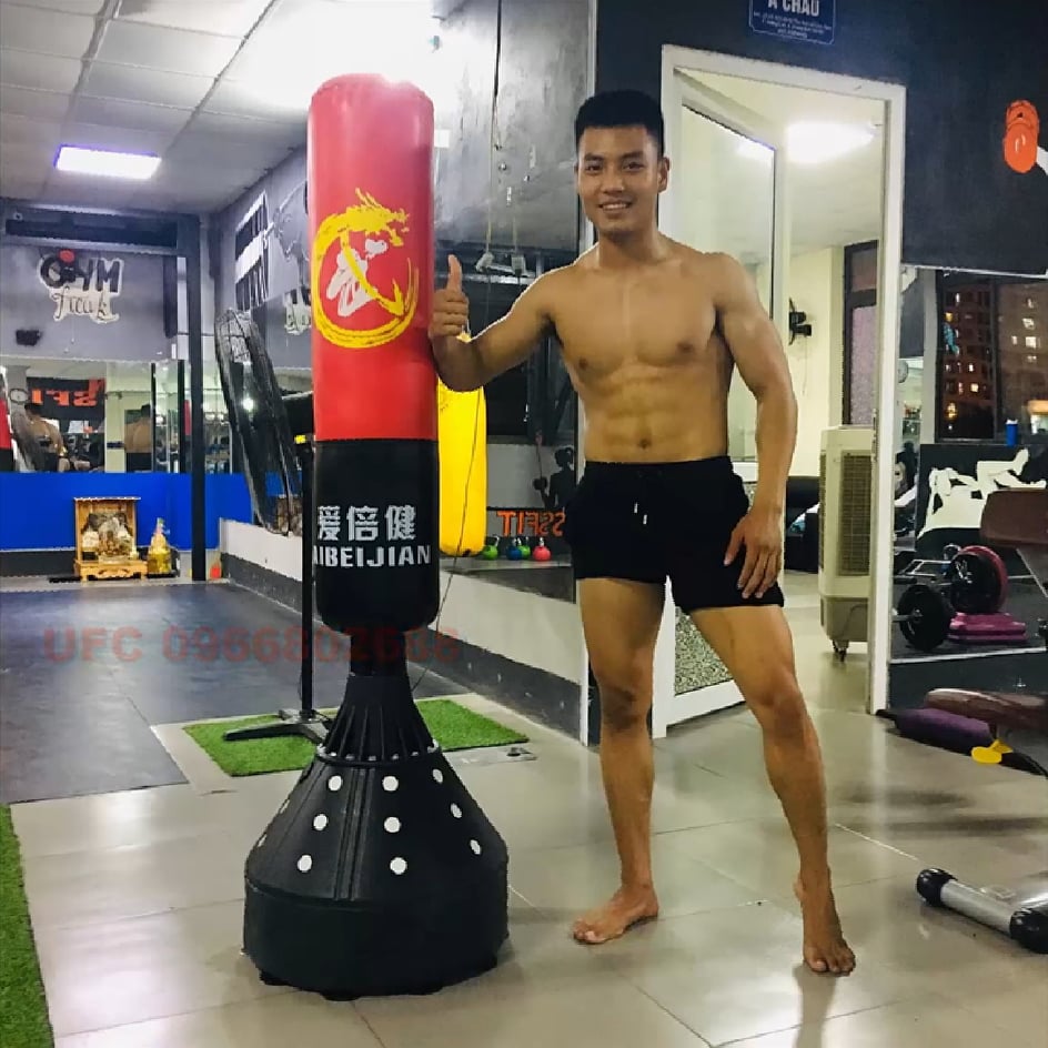 Bao cát đấm bốc boxing UFC tự đứng tặng kèm Găng MMA Fighter + băng đa 3M + Bóng phản xạ treo đầu