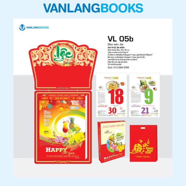 Lịch 2026 Bloc Siêu Đại – Chủ Đề Ẩm Thực Ba Miền | Lịch Tết Treo Tường Cao Cấp Vanlangbooks | Mã: VL05B