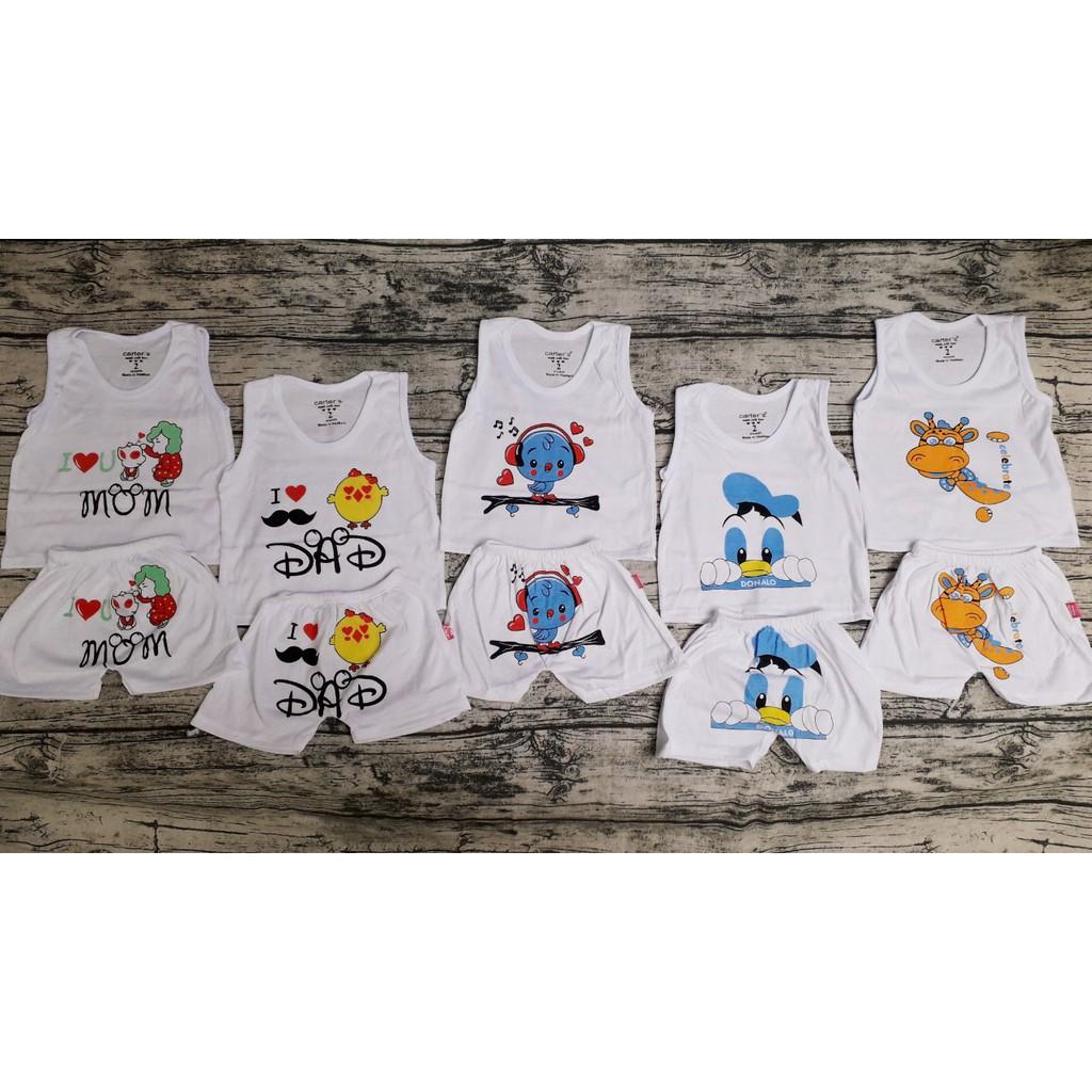 Set 5 Bộ quần áo sát nách cho bé mặc mùa hè - MS20
