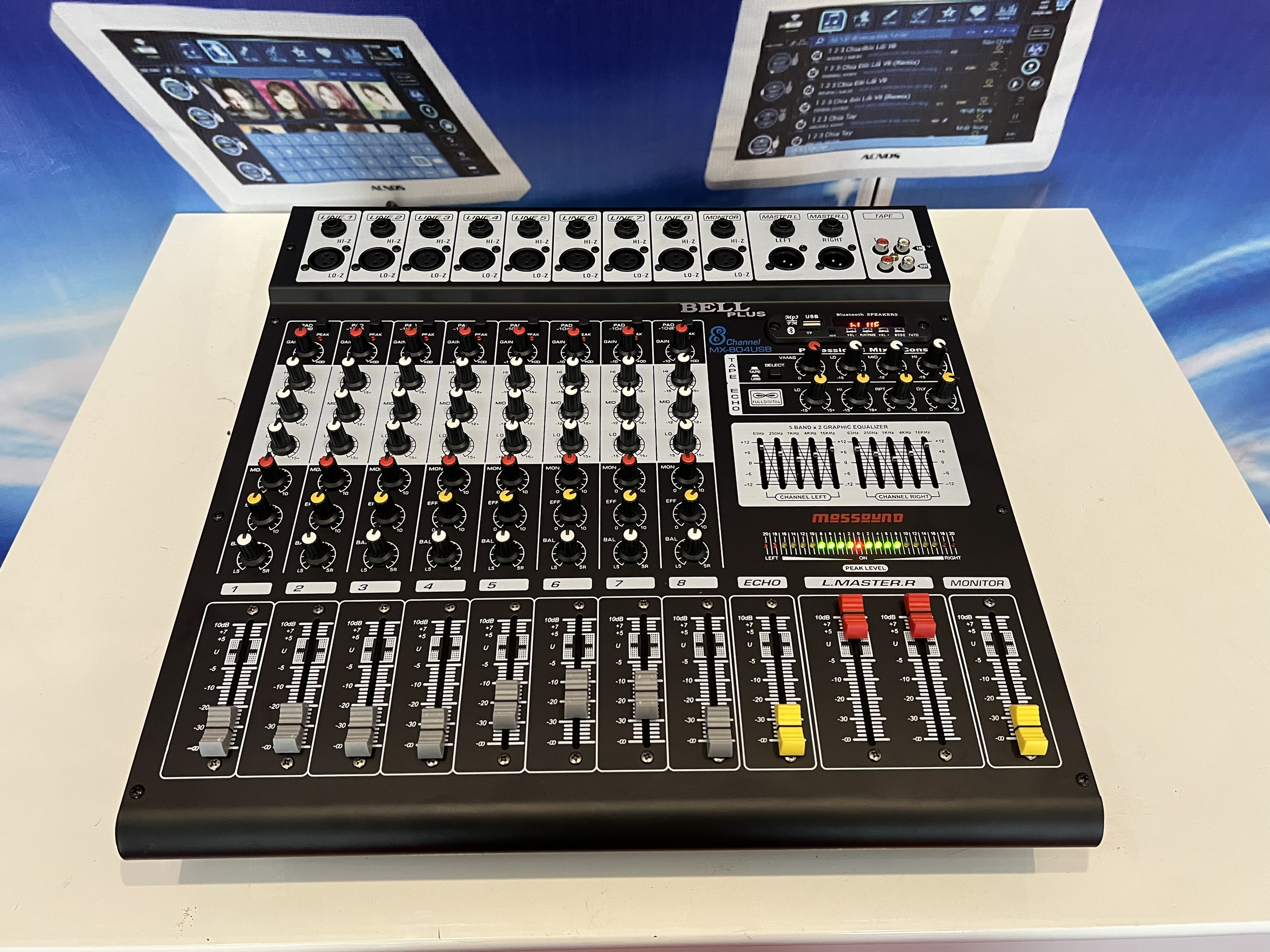 Mixer 8 line echo digital kỹ thuật số cao cấp 8 đường mic hoặc nhạc tích hợp Bluetooth BellPlus (hàng chính hãng) 