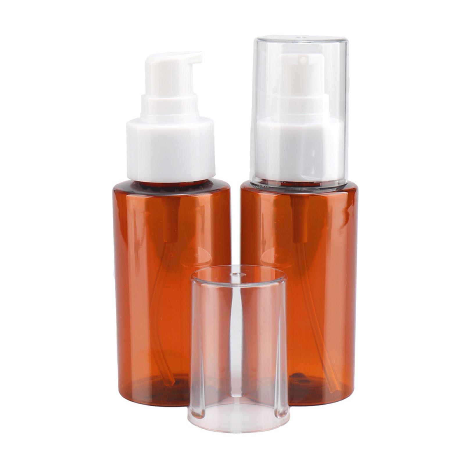 6 chai xịt rỗng bằng nhựa PET màu nâu trong suốt có nắp đậy 60g, dùng đựng dầu gội, sữa rửa mặt, nhỏ gọn tiện dụng
