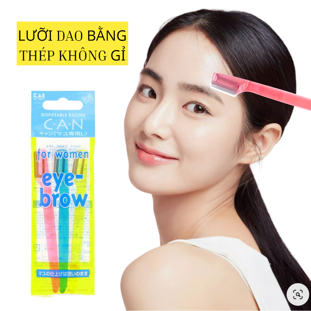 Dao Cạo Lông Mày Nữ Lưỡi Ngắn Thép Không Gỉ Kai Disposable Razor 4186 (Combo Dao Cạo Và Set Mini )