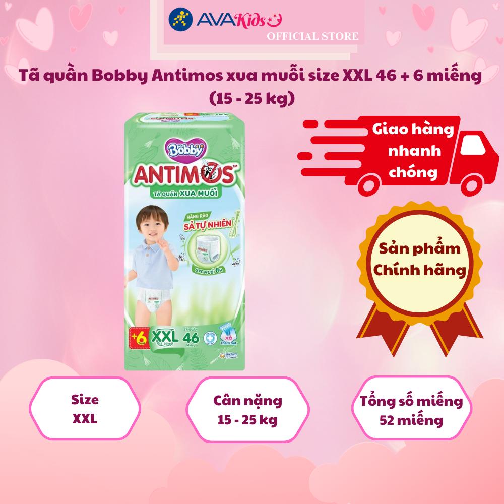Tã quần Bobby Antimos xua muỗi size XXL 46 + 6 miếng (15 - 25 kg)