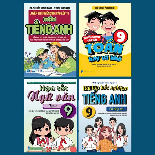 Sách - Bộ Sách Luyện Thi Vào Lớp 10 - Môn Tiếng Anh + Ngữ Văn + Toán (Bộ 4 Cuốn)