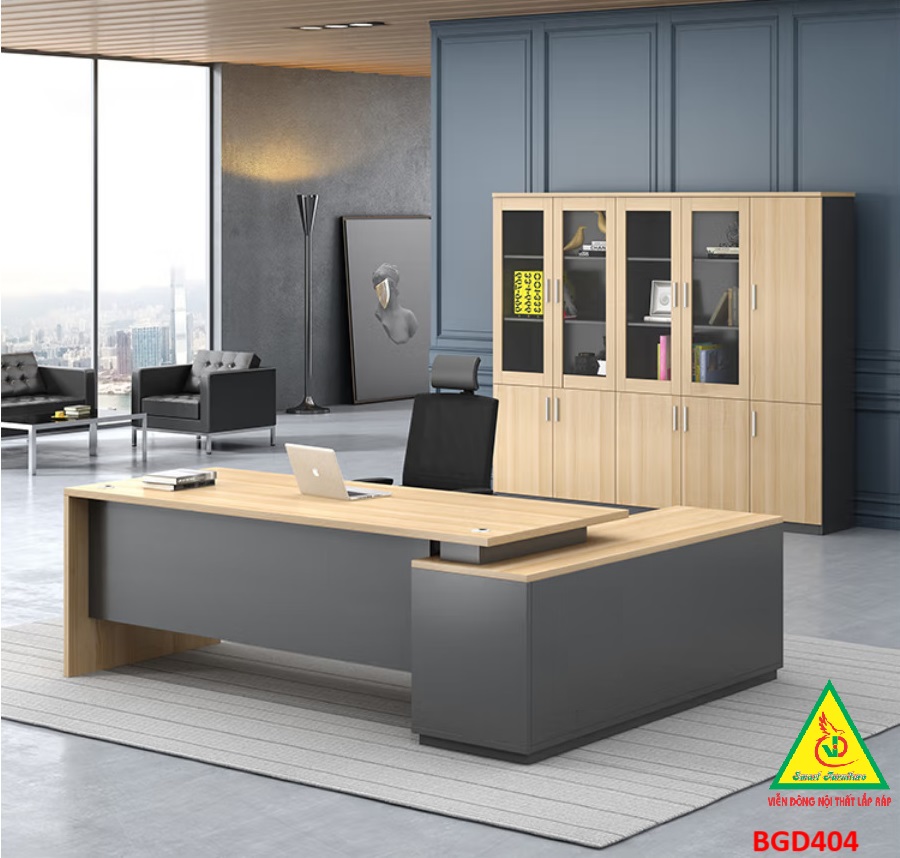 Bàn giám đốc gỗ MDF đơn giản , phong cách hiện đại BGD404 - NỘI THẤT LẮP RÁP VIENDONGADV