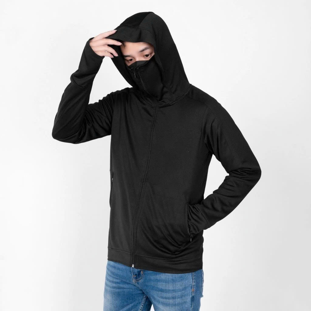 Áo Chống Nắng Nam 2 Lớp Cotton UPF50+ | Vải Kim Cương | Làm Mát | Thời Trang | Đa Dụng Size L 47-56kg MÀU ĐEN - XANH ĐEN