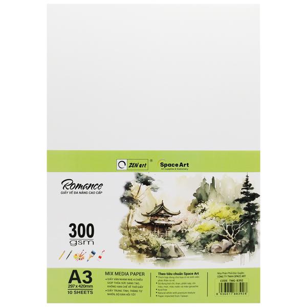 Giấy Vẽ Đa Năng Romance - A3 300gsm - Mix Media Paper - Zen Art TMG 8389 (10 Tờ)