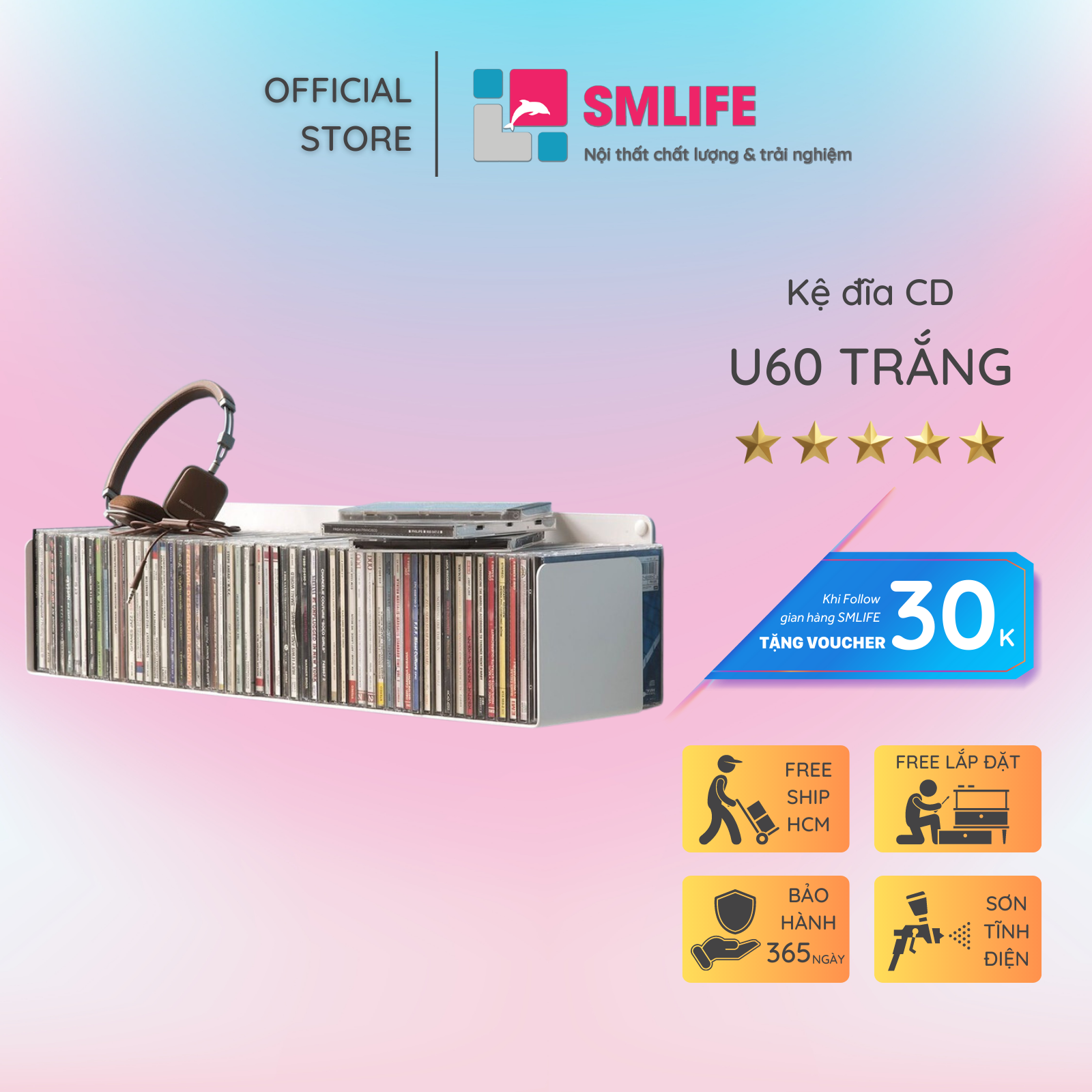 Kệ sách treo tường chữ U60