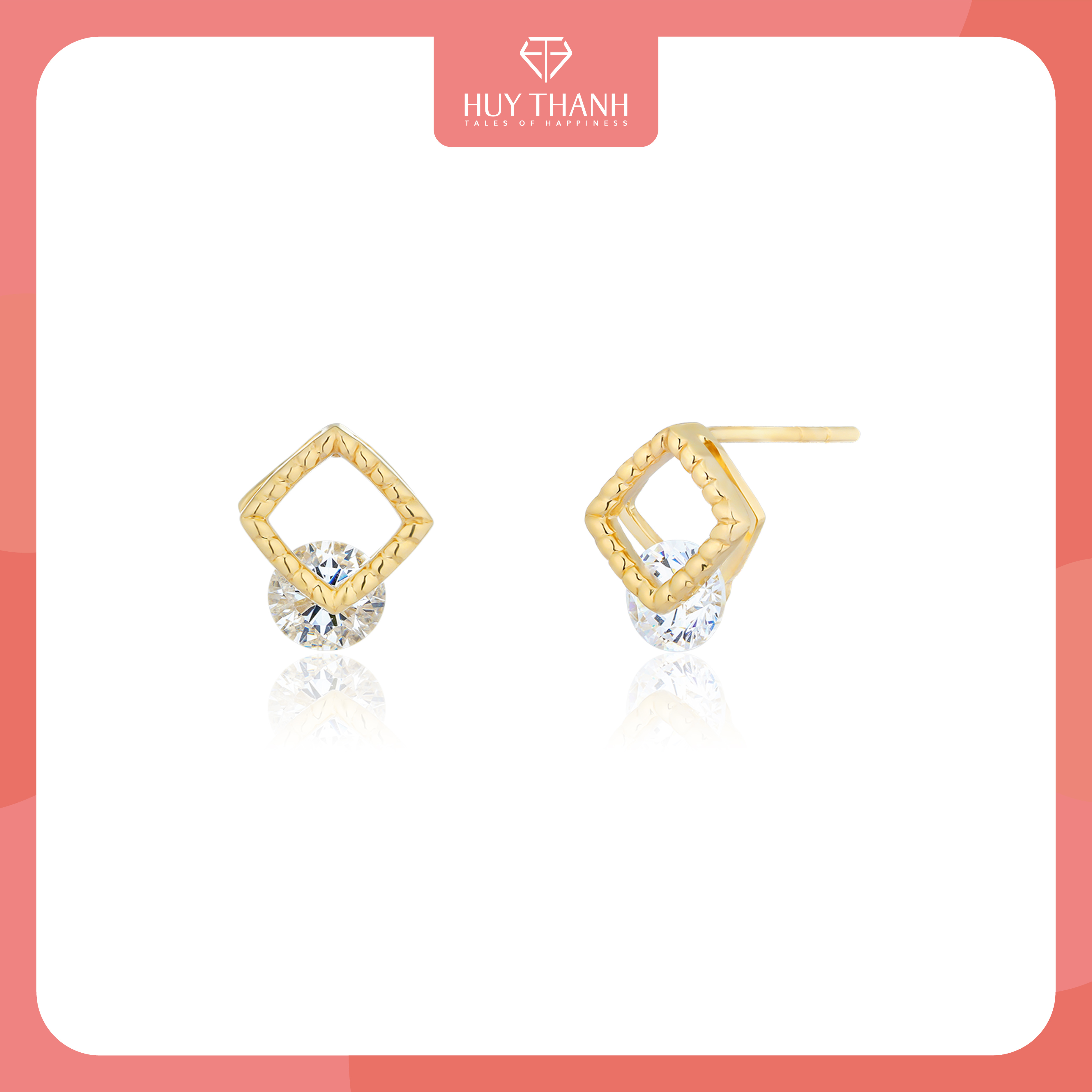 Bông Tai Nữ Vàng 14K BT400 Huy Thanh Jewelry