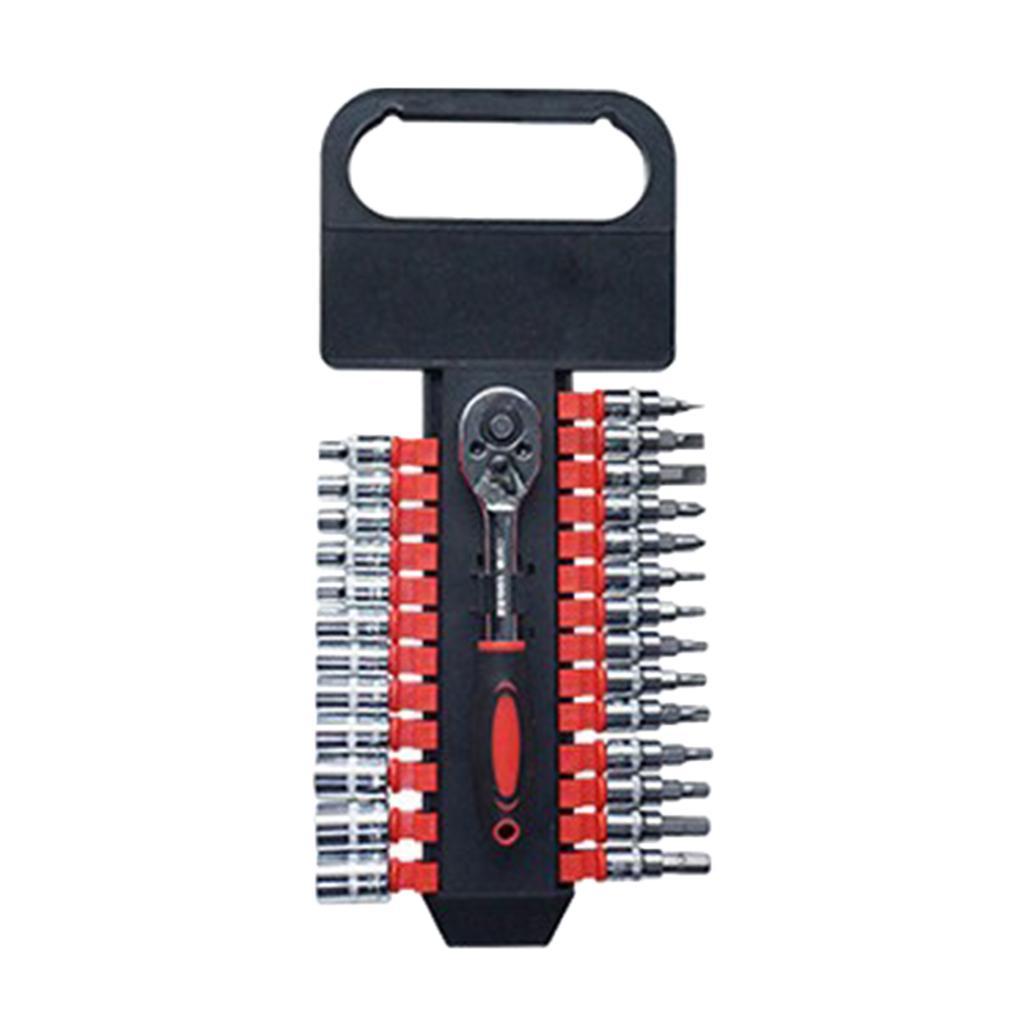 Ratcheting Socket Wrench Set - Quick Release Reversible Ratchet - Motor Repair Tools Combination Suit