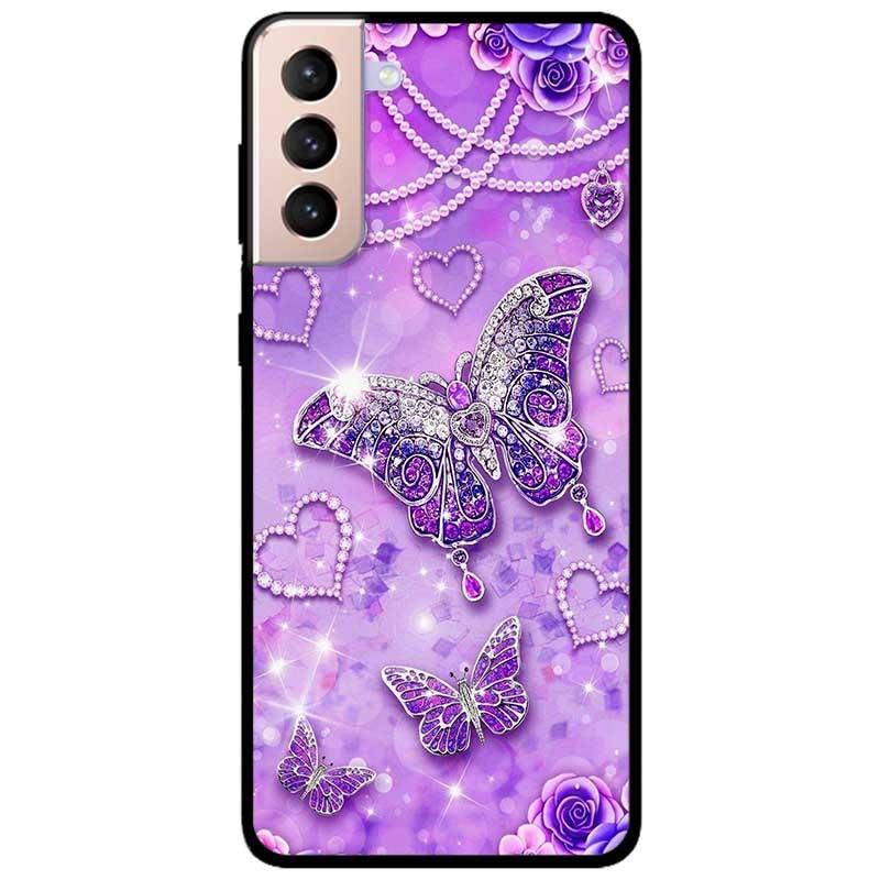 Ốp lưng dành cho Samsung Galaxy S22 - S22 Plus - S22 Ultra - mẫu Bướm Hoa Xanh