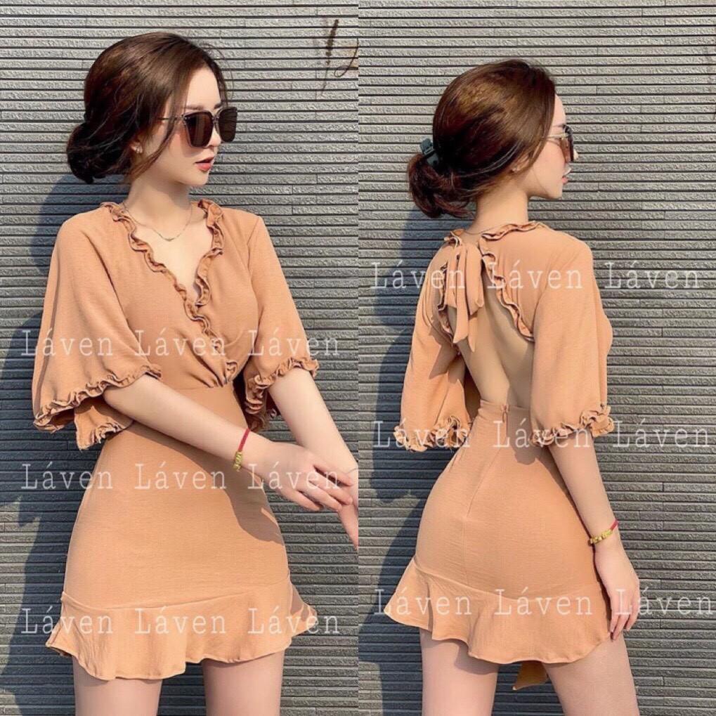 ĐẦM NỮ NGẮN TAY BÈO CỘT NƠ THỜI TRANG THIẾT KẾ