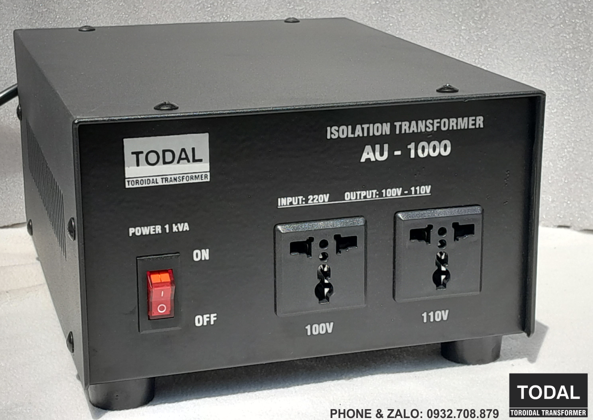 Biến áp cách ly xuyến TODAL 1kVA - Điện ra 110V/100V dây đồng