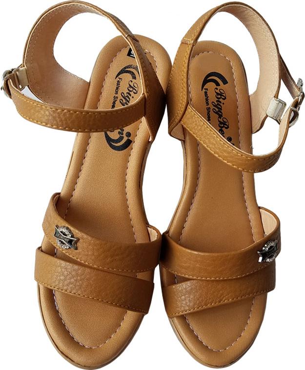 Giày Sandal Nữ Đế Xuồng BIGGBEN Da Bò Thật SDX18