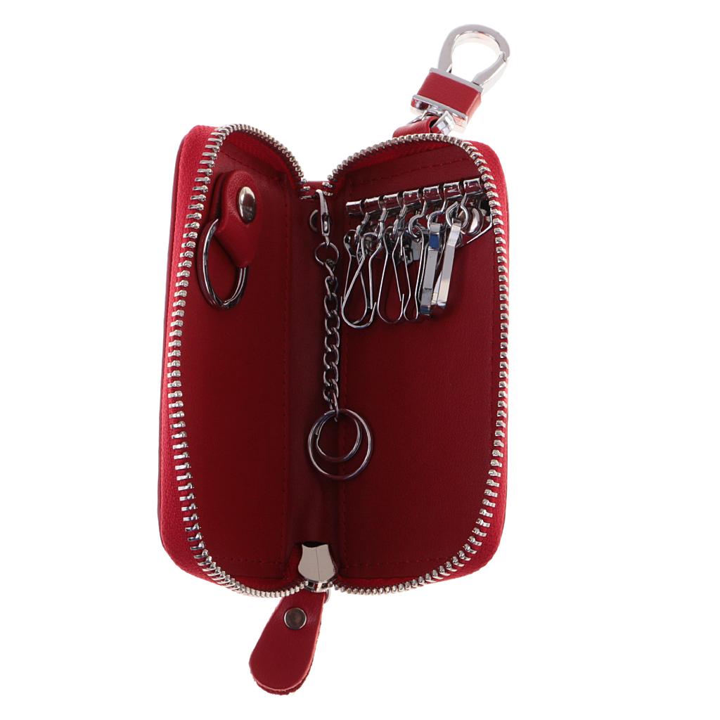 Genuine Leather Car Key Holder Keychain Case Bag Hook Pouch
