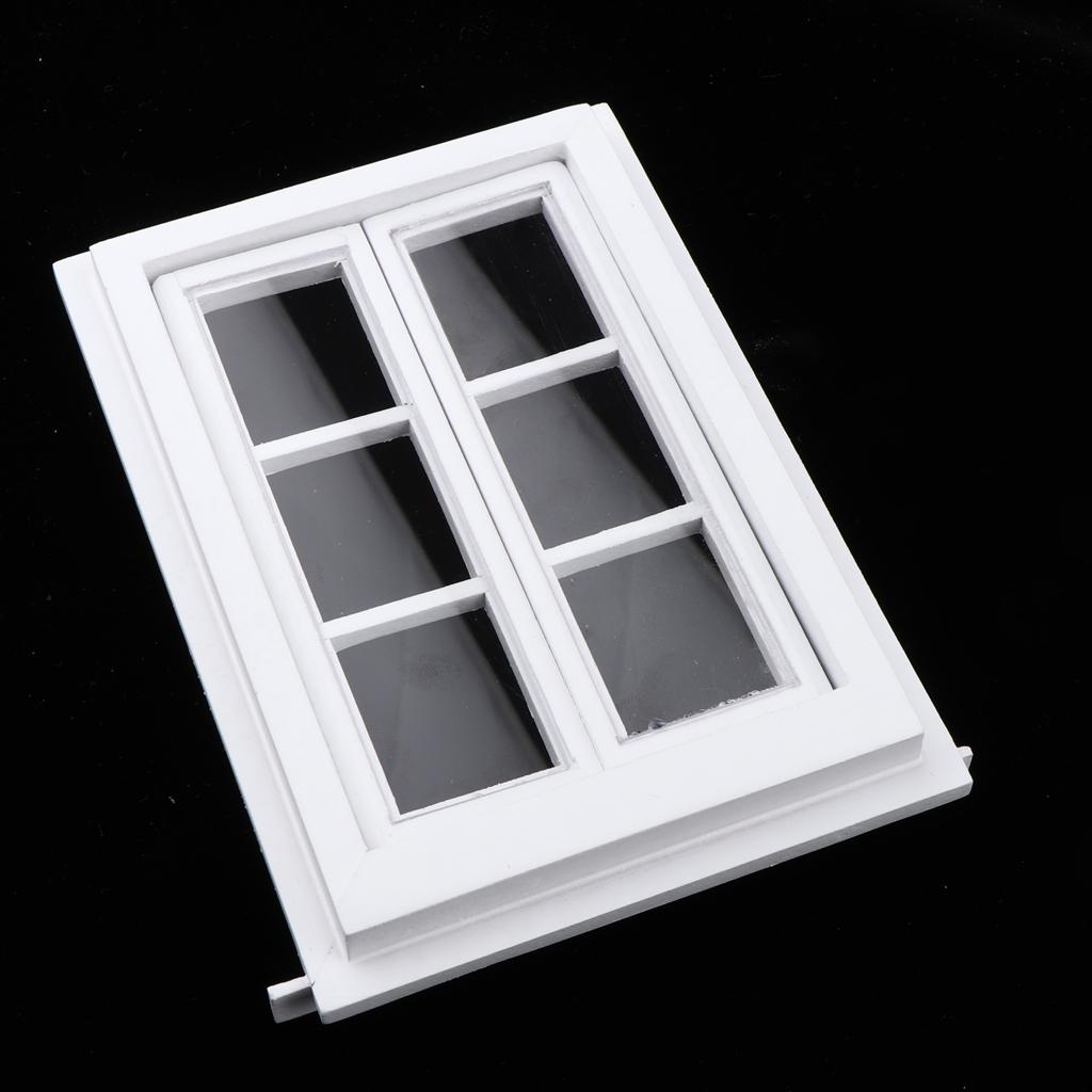 Miniature White Wooden Door Window Furniture DIY Decor for 1/12 Dolls House