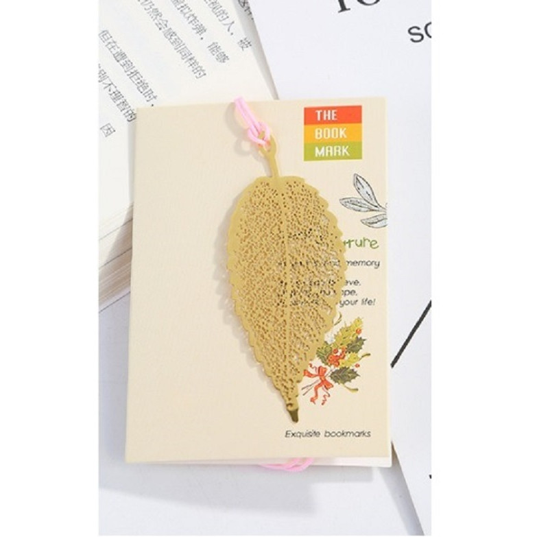 Bookmark kim loại hình chiếc lá mạ đồng