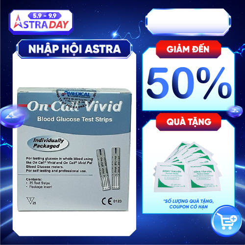 Combo 3 Hộp 25 Que Thử Đường Huyết On Call Vivid - NHẬP KHẨU MỸ